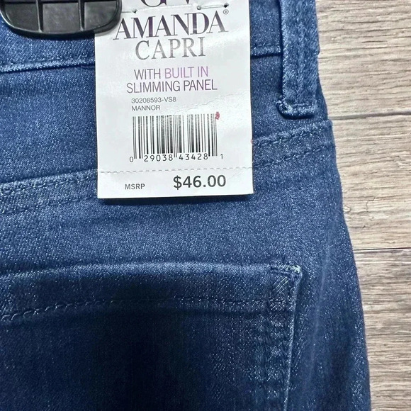 Gloria Vanderbilt Capri Amanda Jeans Dark Blue Wash Built in Slimming Panel 10 - Picture 4 of 8